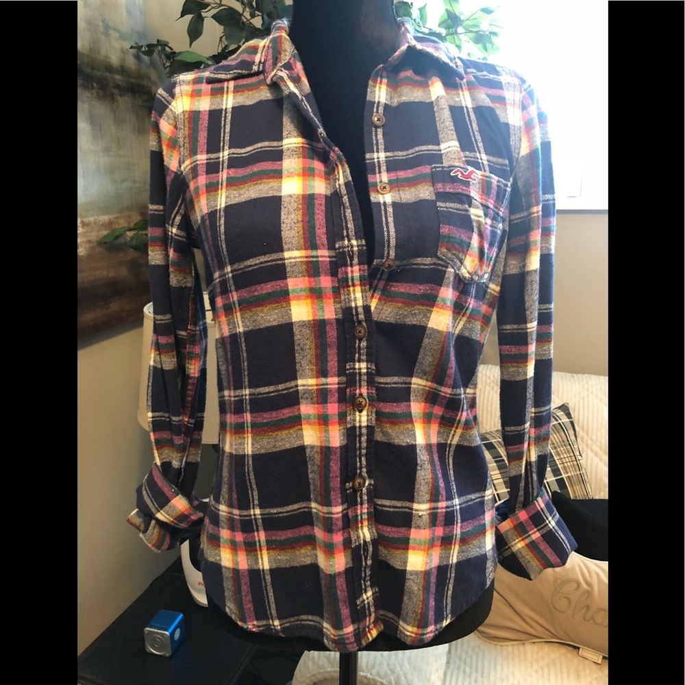 NWT Hollister Plaid Button Down LS Shirt